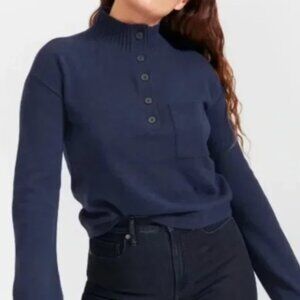 Everlane The ReCashmere Button Mockneck Crop Sweater